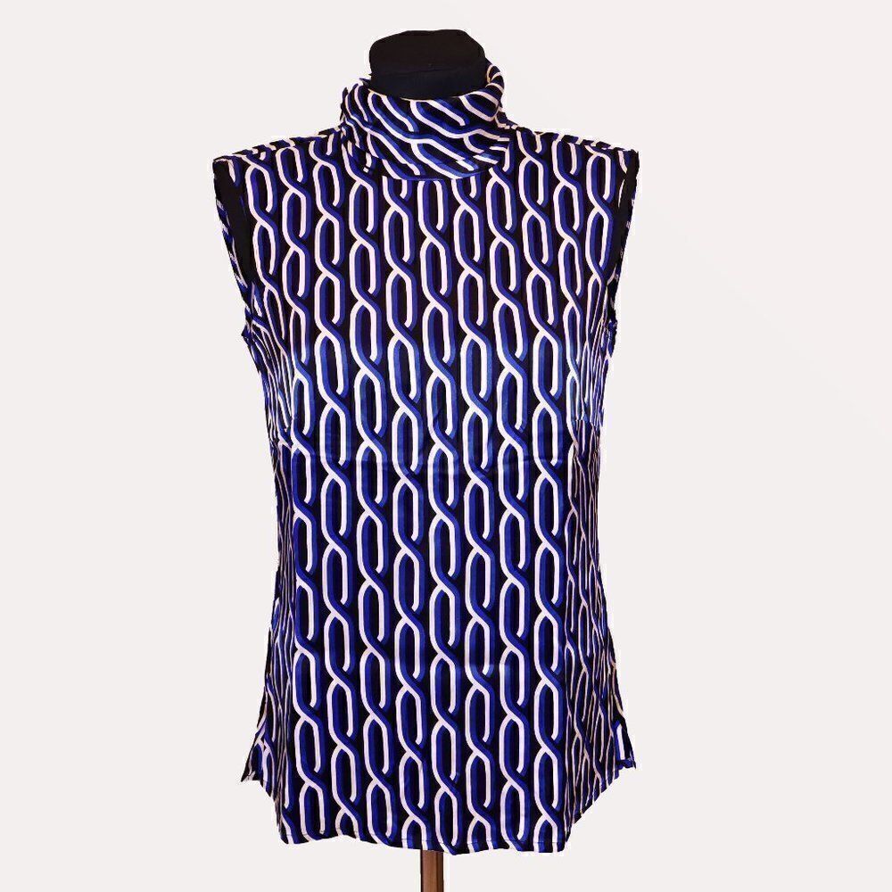 Escada Silk Mock Neck Sleevless Top Sz XS